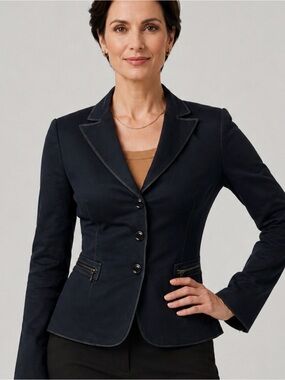 Tahari ASL mid 2000s zip pocket structured blazer size 2